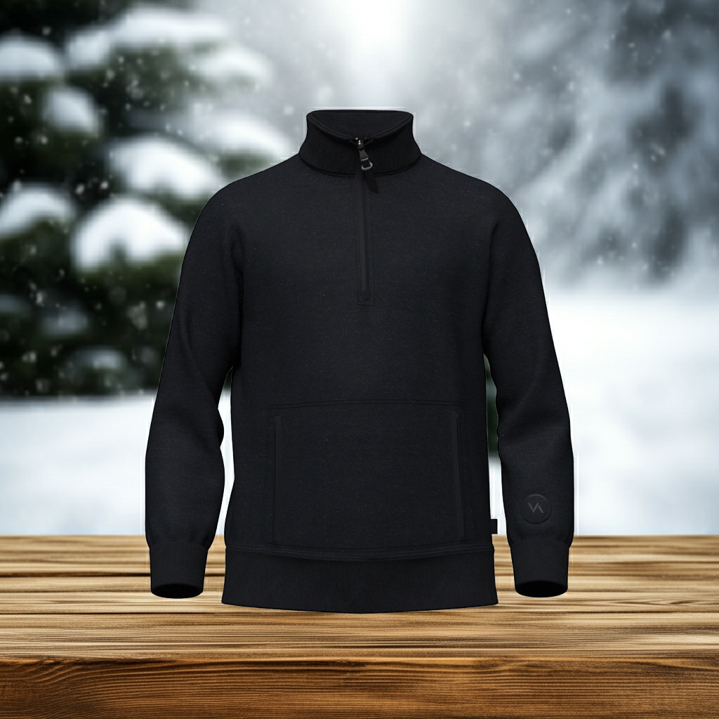 Vonga Men's Signature Quarter Zip Double Knit Pullover