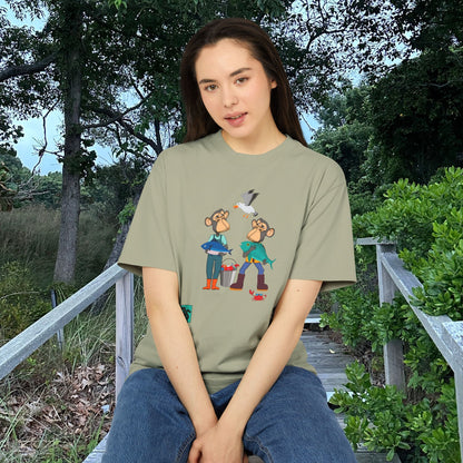 GONE FISHIN' / Oversized Heavy Cotton Faded Tee