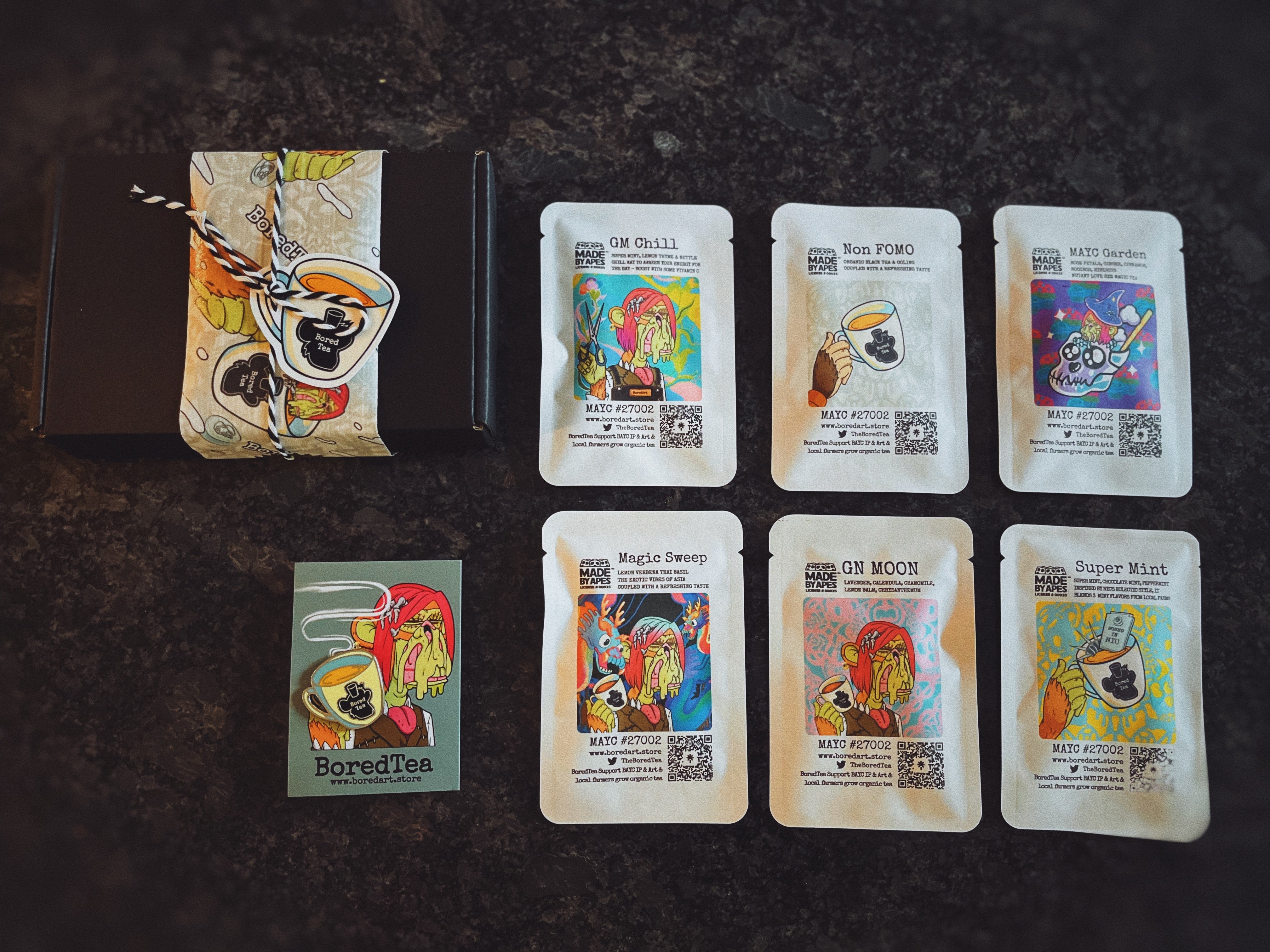 Welcome BoredTea Set | 6 Single-Pack Bags + Pins