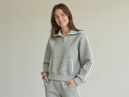 Vonga Women's Signature Quarter Zip Double Knit Pullover