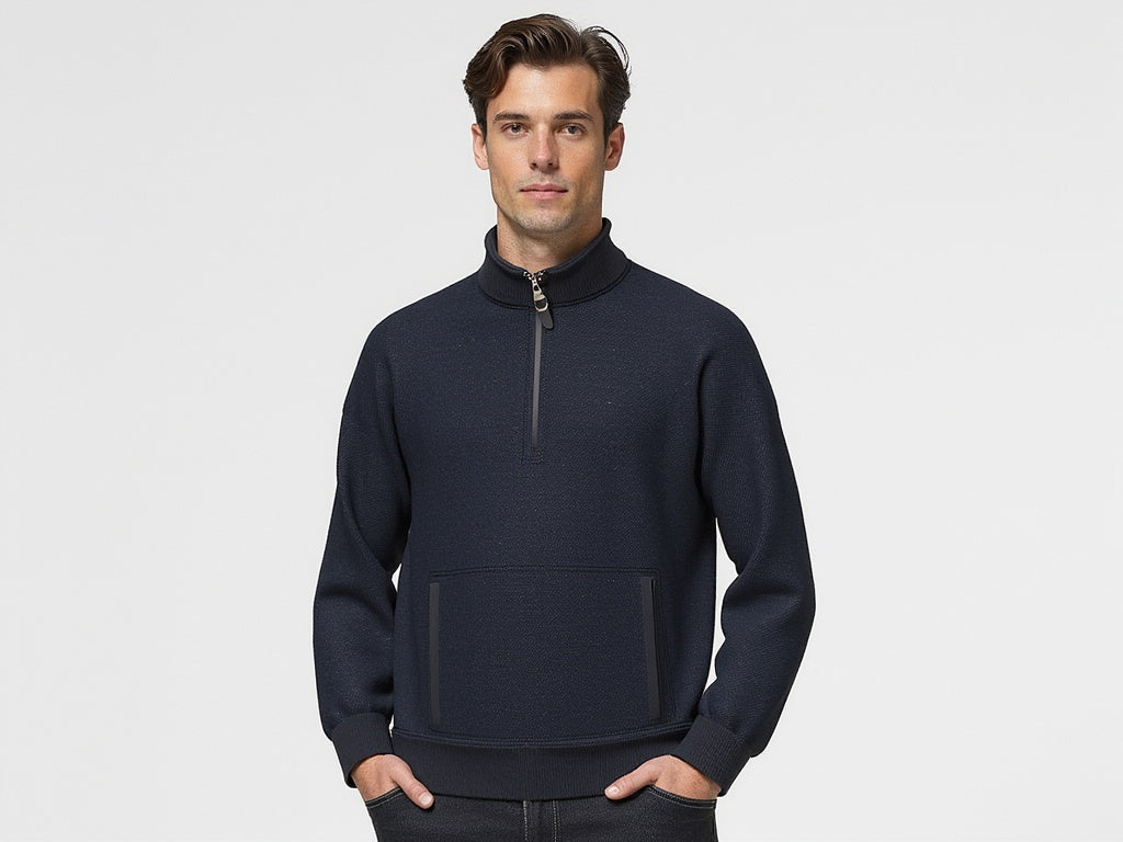 Vonga Men's Signature Quarter Zip Double Knit Pullover